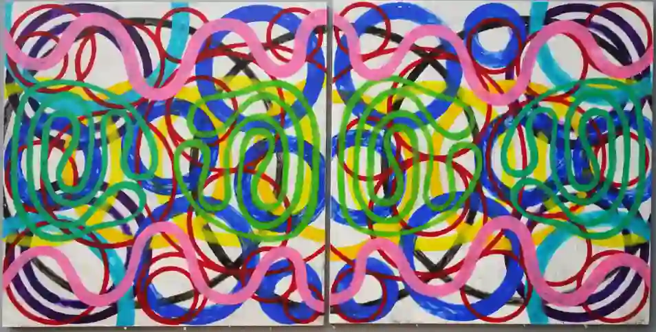 Pink Snakes (2024) by Michael Fiedler / 80x40cm